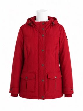 Size S Eckored Women’s Down Winter Parka Coat Red Hooded Jacket